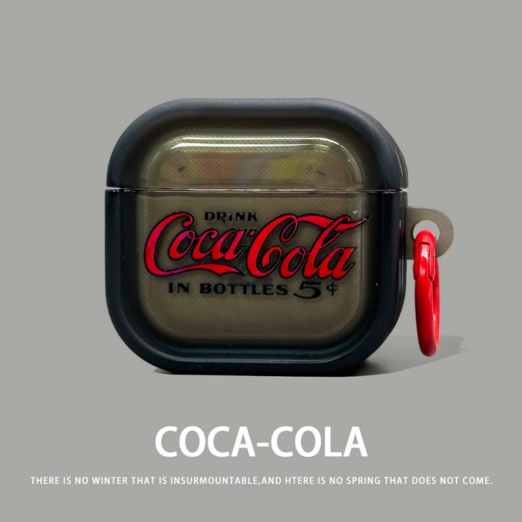 Coca-Cola หูฟังสําหรับ AirPods4 กรณีสีดําหูฟังป้องกันกรณีสไตล์ใหม่สําหรับ AirPodsPro2 หูฟังป้องกันกร