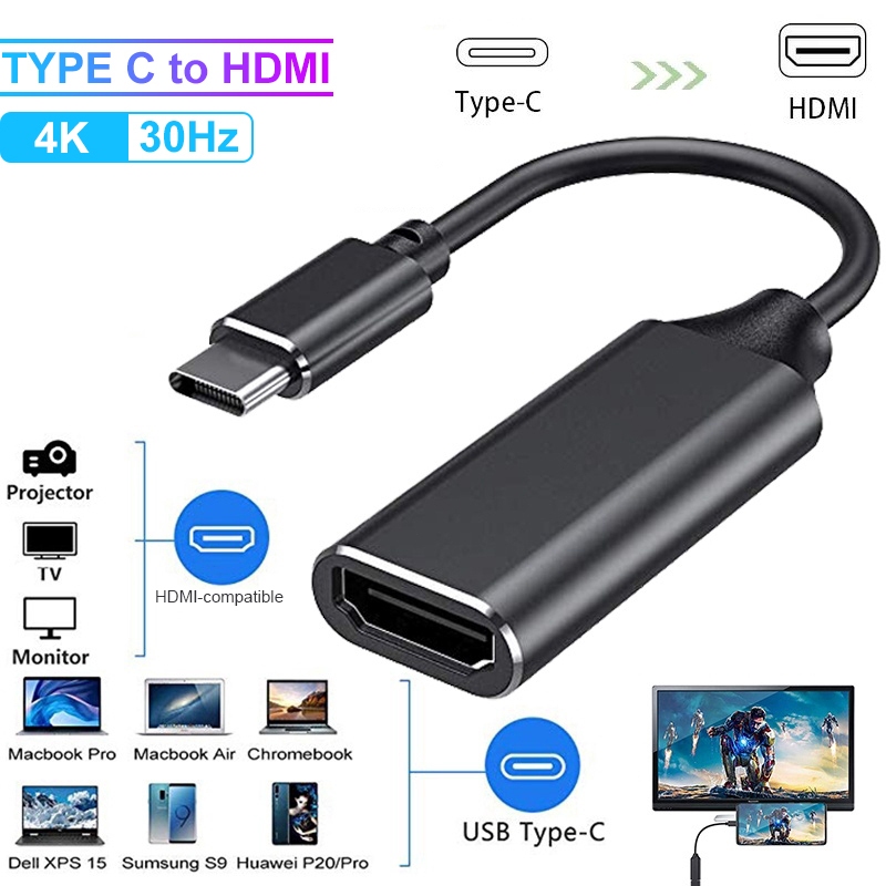 ตัวแปลงอะแดปเตอร์ USB C เป็น HDMI Type C เป็นอะแดปเตอร์ HDMI สายเคเบิลที่รองรับ HDMI Adaptor HD-MI Converter 4K USB 3.1 HDTV สําหรับ MacBook