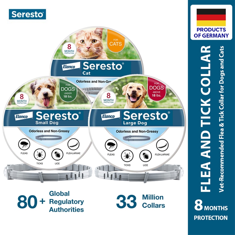 Seresto Elanco ปลอกคอกําจัดเห็บหมัดสําหรับสุนัขและแมว Vet-แนะนําพรีเมี่ยมหมัดและเห็บปรับปลอกคอ 8 เดื