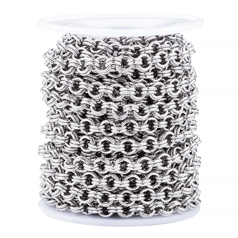 สแตนเลสคู่วงกลมโซ่เครื่องประดับ ทําเอง สร้อยคอสร้อยข้อมือวงกลมเสื้อผ้าโซ่อุปกรณ์เสริม - รูปที่ 6