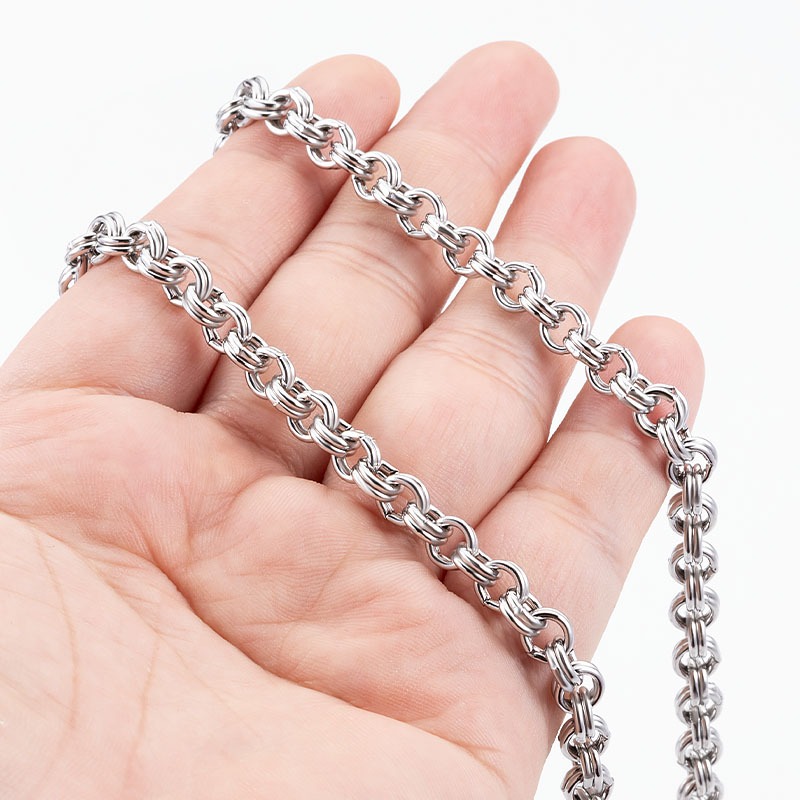 สแตนเลสคู่วงกลมโซ่เครื่องประดับ ทําเอง สร้อยคอสร้อยข้อมือวงกลมเสื้อผ้าโซ่อุปกรณ์เสริม - รูปที่ 3