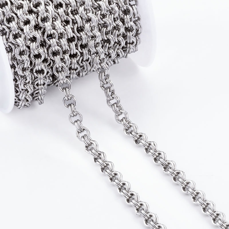 สแตนเลสคู่วงกลมโซ่เครื่องประดับ ทําเอง สร้อยคอสร้อยข้อมือวงกลมเสื้อผ้าโซ่อุปกรณ์เสริม - รูปที่ 5