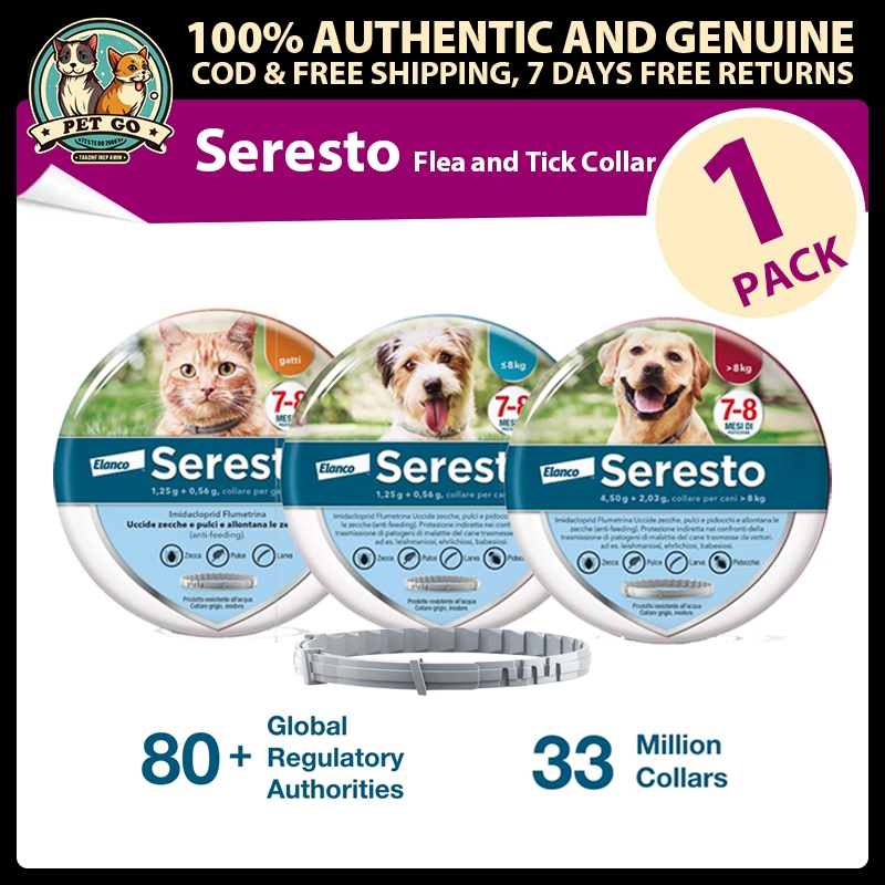 Seresto Elanco Vet-Recommended Flea & Tick Treatment Collar สําหรับสุนัขและแมว เวอร์ชัน IT ใหม่