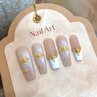 Rou Bao 6 กริดเล็บ Mini Starburst Alloy Gold Silver โลหะ Girly Nails Art 3D DIY ตกแต่ง