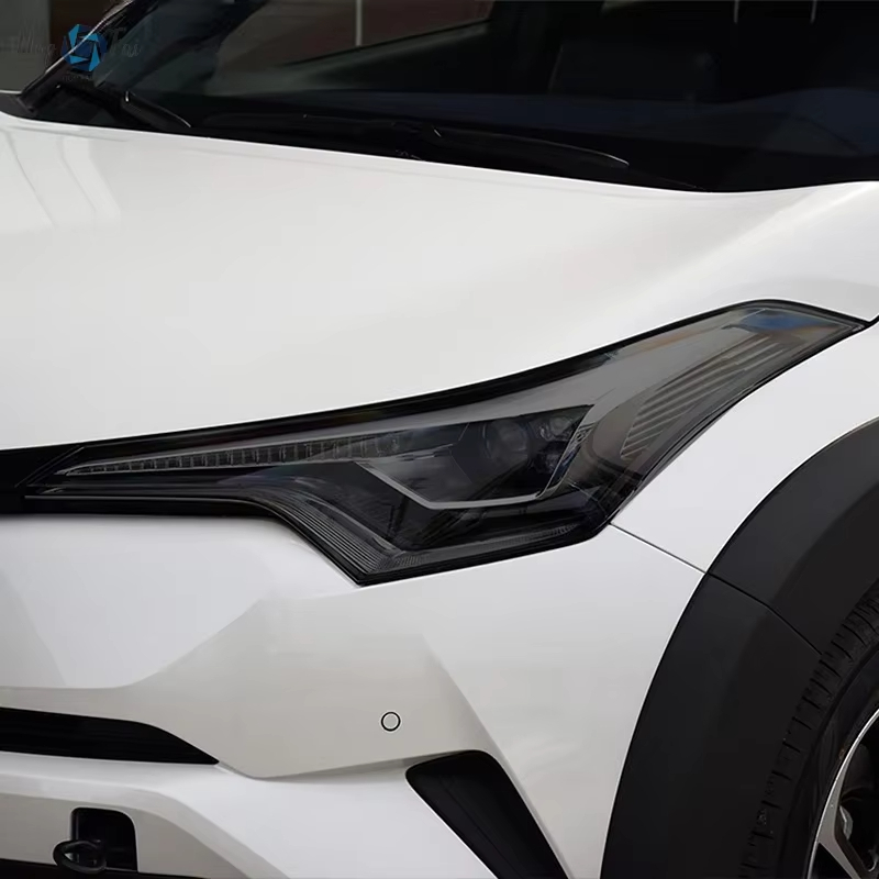 สําหรับ Toyota CHR 2018 2019 2020 2021 2 ชิ้นไฟหน้ารถป้องกันฟิล์มรมควันสีดํา Tint Wrap ไวนิลโปร่งใส TPU สติกเกอร์