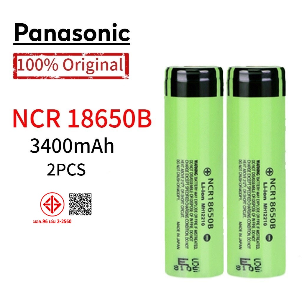 Panasonic แบตเตอรี่ลิเธียม แบบชาร์จไฟ 18650 NCR18650 3.7V 3400mAh 20A สําหรับไฟฉาย