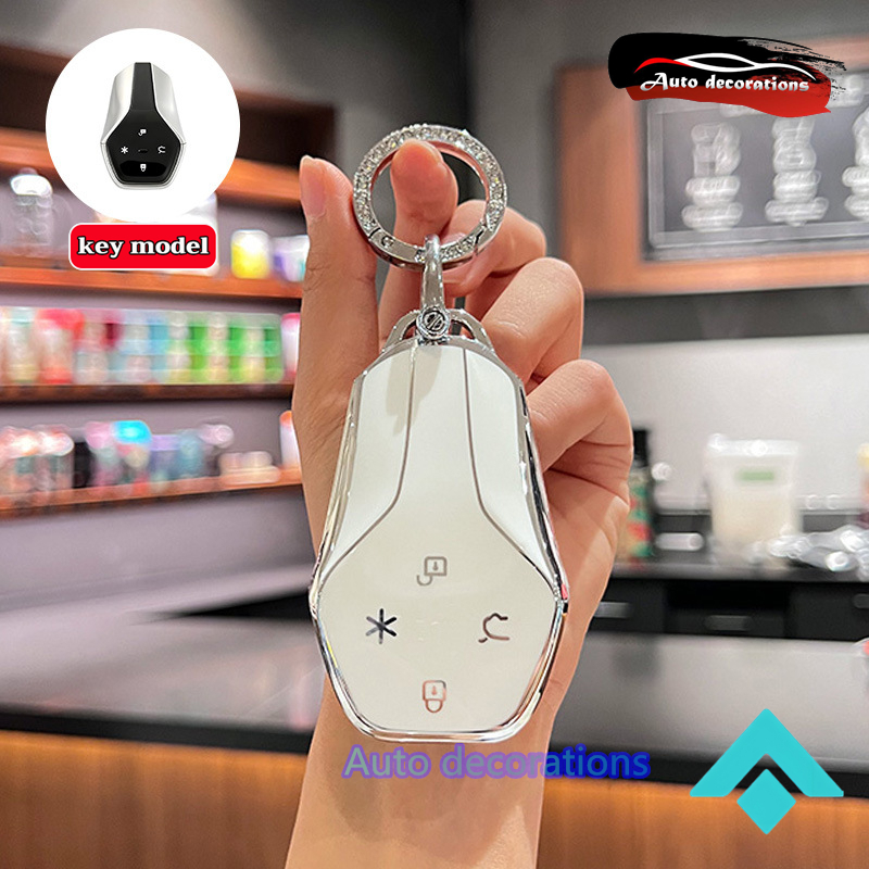 Aion HYPTEC HT เคสกุญแจรถ ขอบเงิน ฝาครอบ พวงกุญแจโบว์ หนัง รูปที่ 5