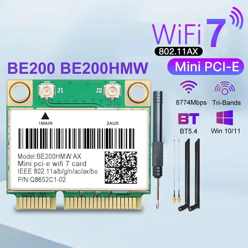 Be200 WiFi 7 การ์ด BE200NGW บลูทูธ 5.4 อะแดปเตอร์อีเธอร์เน็ต Tri Band 2.4G/5G/6GHz M.2 การ์ดเครือข่า