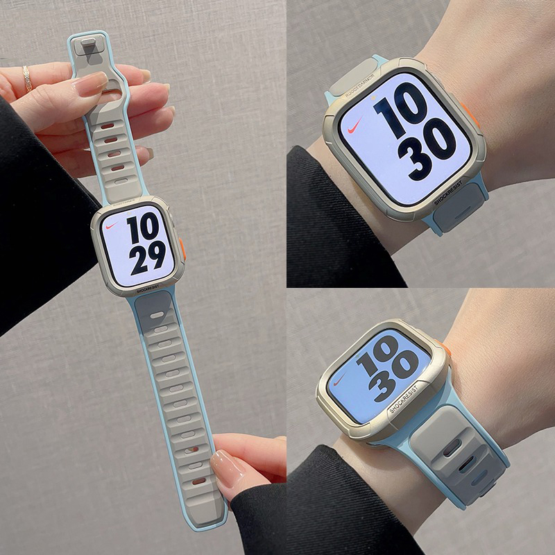 เคส + สายซิลิโคน สำหรับ Apple Watch Strap Series 11 10 Ultra 2 9 8 7 6 5 SE 4 3 Solo Loop Band iWatch 49 46 45 44 42 41 40 38mm