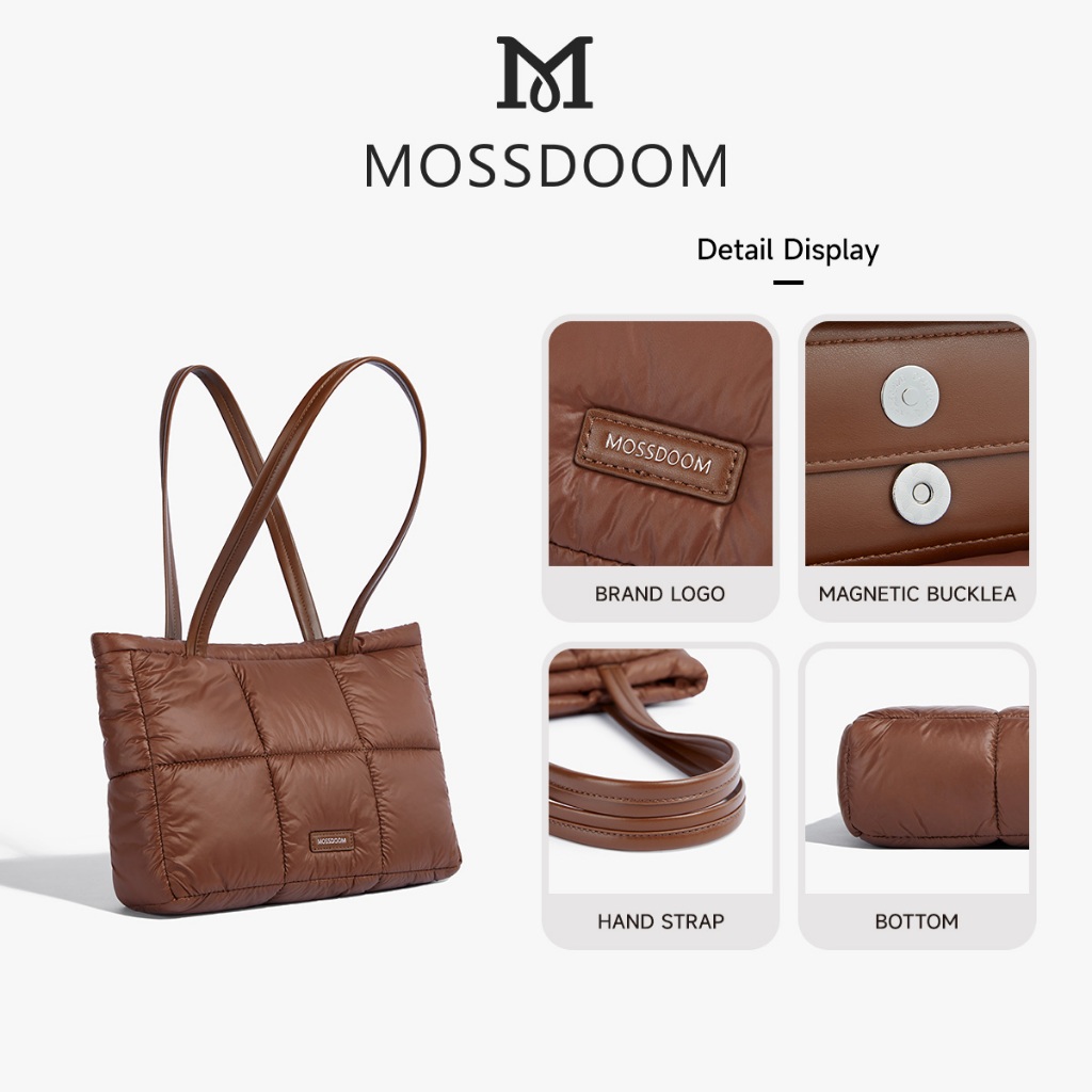 MOSSDOOM Luffie Bag กระเป๋าสะพายไหล่สำหรับผู้หญิง เรียบง่าย มีสไตล์และมีลวดลาย
