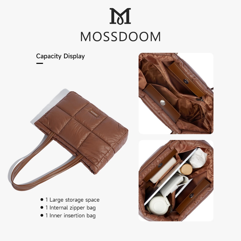 MOSSDOOM Luffie Bag กระเป๋าสะพายไหล่สำหรับผู้หญิง เรียบง่าย มีสไตล์และมีลวดลาย