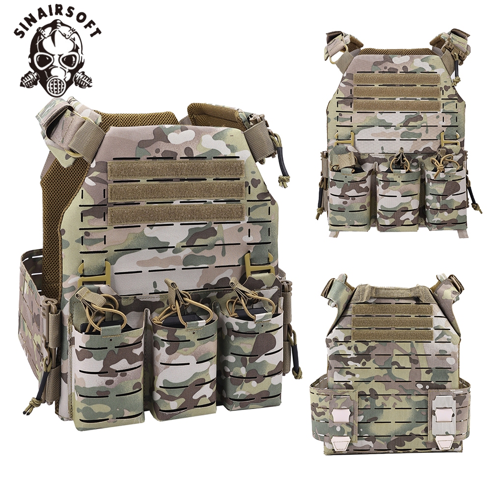 Sinairsoft เสื้อกั๊กตัดเลเซอร์ไนลอนยุทธวิธีสําหรับกลางแจ้ง Quick Release ความปลอดภัย MOLLE Carrier เสื้อกั๊กป้องกัน