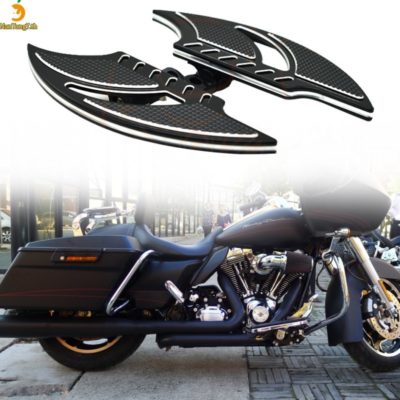 【จัดส่งท้องถิ่น】ที่พักเท้า สีดํา สําหรับรถจักรยานยนต์ Harley Sportster 883 1200 XL Touring Electra Glide Road King Dyna