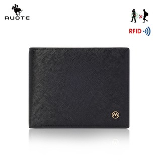 AUOTE กระเป๋าสตางค์ผู้ชายแบบสั้น RFID Block Wallet ป้องกันการโจรกรรมรูด Soft PU Business Wallets กระเป๋าใส่เหรียญ