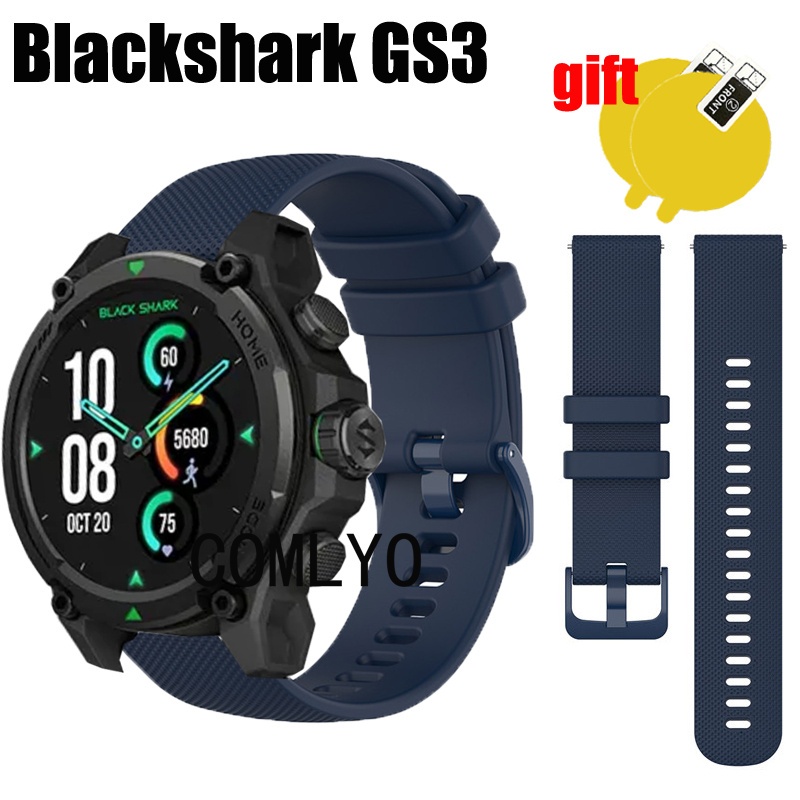 สําหรับ Black Shark GS3 สายรัดสมาร์ทนาฬิกาผู้หญิง MEN Band ซิลิโคนเปลี่ยนสร้อยข้อมือเข็มขัดป้องกันหน้าจอฟิล์ม