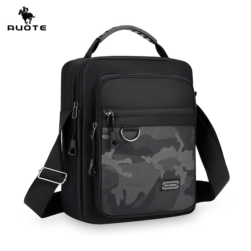 AUOTE กระเป๋าแฟชั่นชาย กระเป๋าสะพายไหล่ผ้าอ็อกซ์ฟอร์ด