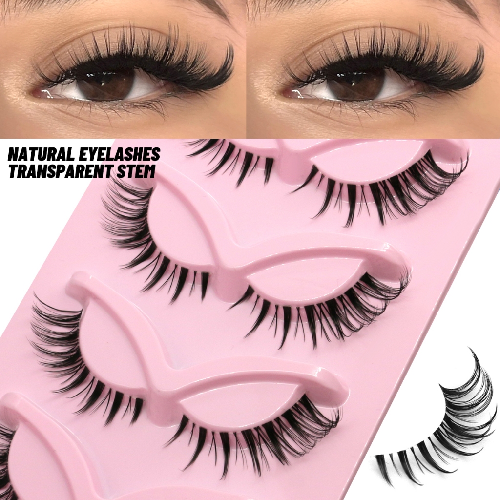 Groinneya Cat Eyelashes 3D Natural Lashes Fluffy Soft Cross Lashes Wispy Natural Eyelash Extension