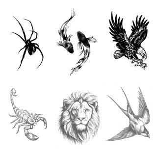 Boldink สติกเกอร์รอยสักชั่วคราวรูปสัตว์ ปลาคาร์ป กันน้ำและติ…