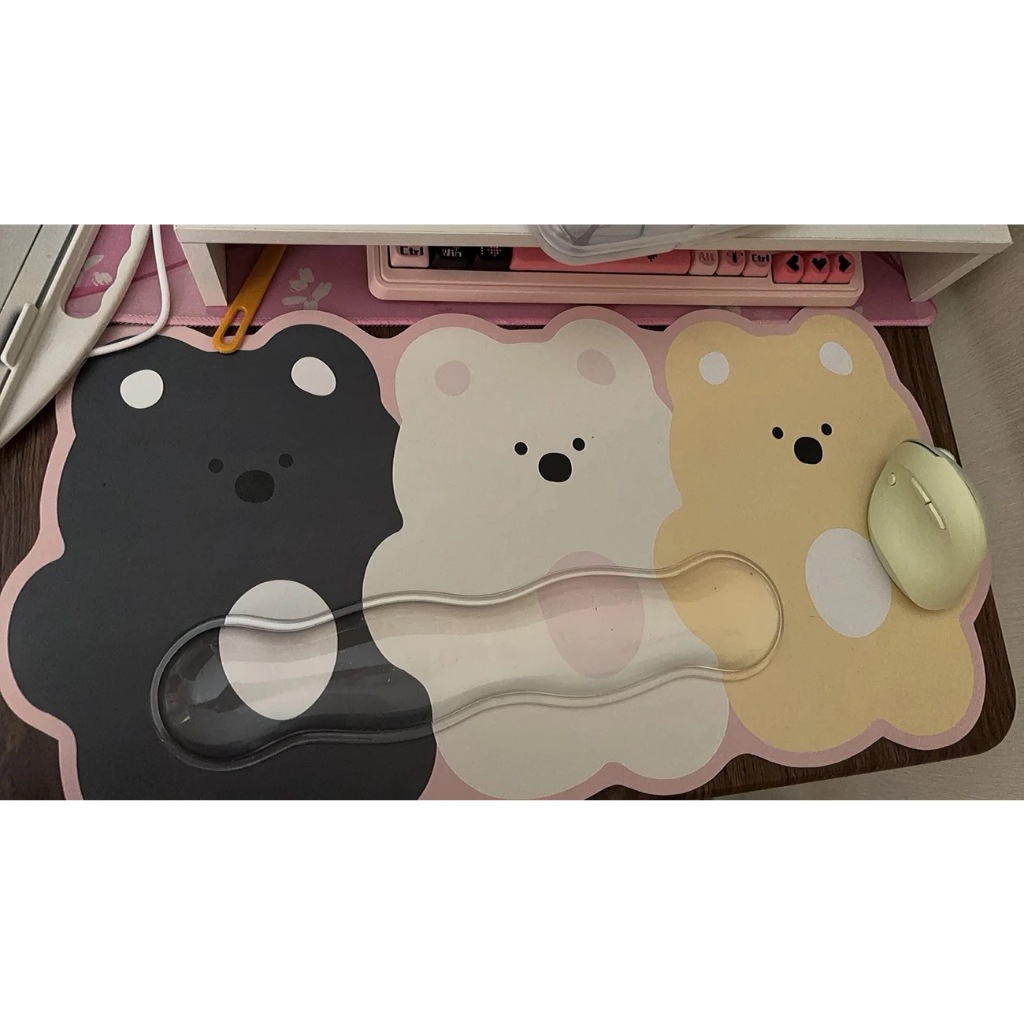 หนังแผ่นรองเมาส์ลูกอมหมีแผ่นรองเมาส์ขนาดใหญ่สาวโต๊ะคอมพิวเตอร์ เบาะ เกมหนัง เบาะ สํานักงานกันน้ําโต๊ะ เบาะ แป้นพิมพ์ เบาะ