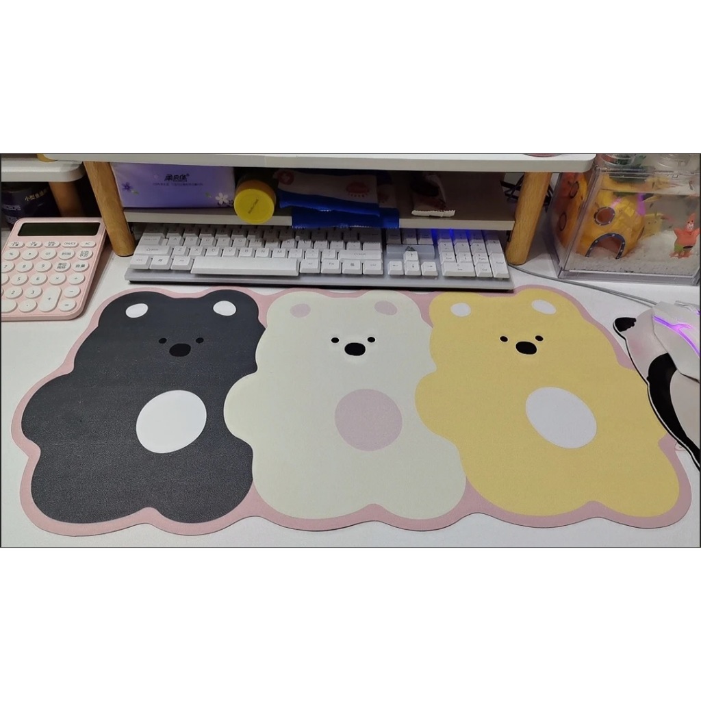 หนังแผ่นรองเมาส์ลูกอมหมีแผ่นรองเมาส์ขนาดใหญ่สาวโต๊ะคอมพิวเตอร์ เบาะ เกมหนัง เบาะ สํานักงานกันน้ําโต๊ะ เบาะ แป้นพิมพ์ เบาะ