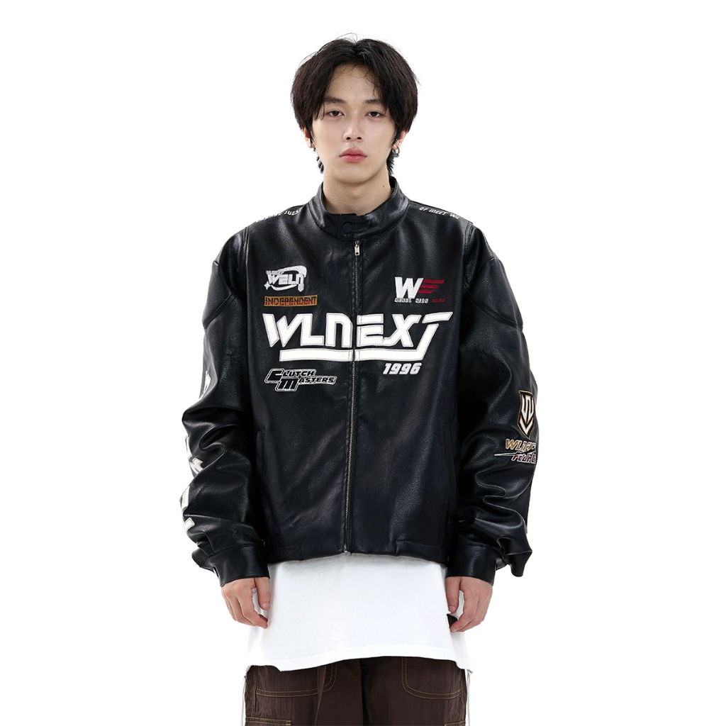 SUIKONE ซุยโคเนะ อเมริกันย้อนยุคแจ็คเก็ตแข่งฤดูใบไม้ผลิเต็มเย็บปักถักร้อยผู้ชายและผู้หญิง ปู่ หนังยืนปกแจ็คเก็ต — صورة 3