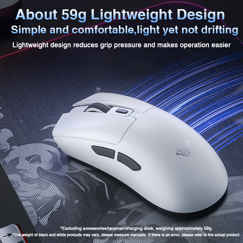 Aula SC380 เมาส์ไร้สาย 59g เมาส์น้ําหนักเบาบลูทูธ/2.4G/Type-C Macro โปรแกรมตามหลักสรีรศาสตร์เกมสํานักงานเม้าส์แม่เหล็กชาร์จที่นั่ง