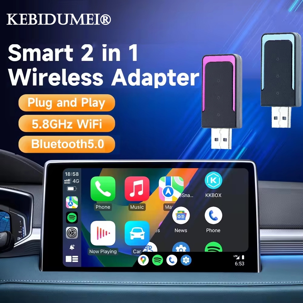 [Youyue] อะแดปเตอร์อัตโนมัติ Android ไร้สาย Carplay WiFi 2-in-1 Smart Box Dongle 5.8Ghz เข้ากันได้กั