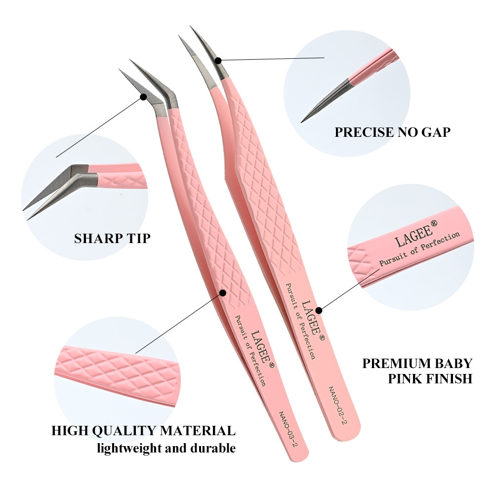 LAGEE เครื่องมือขนตามืออาชีพความหนาแน่นสูงขนตาปลอม goldenEyelash Extension แหนบสแตนเลสตรงปริมาณโค้งขนตาเครื่องมือแต่งหน้า