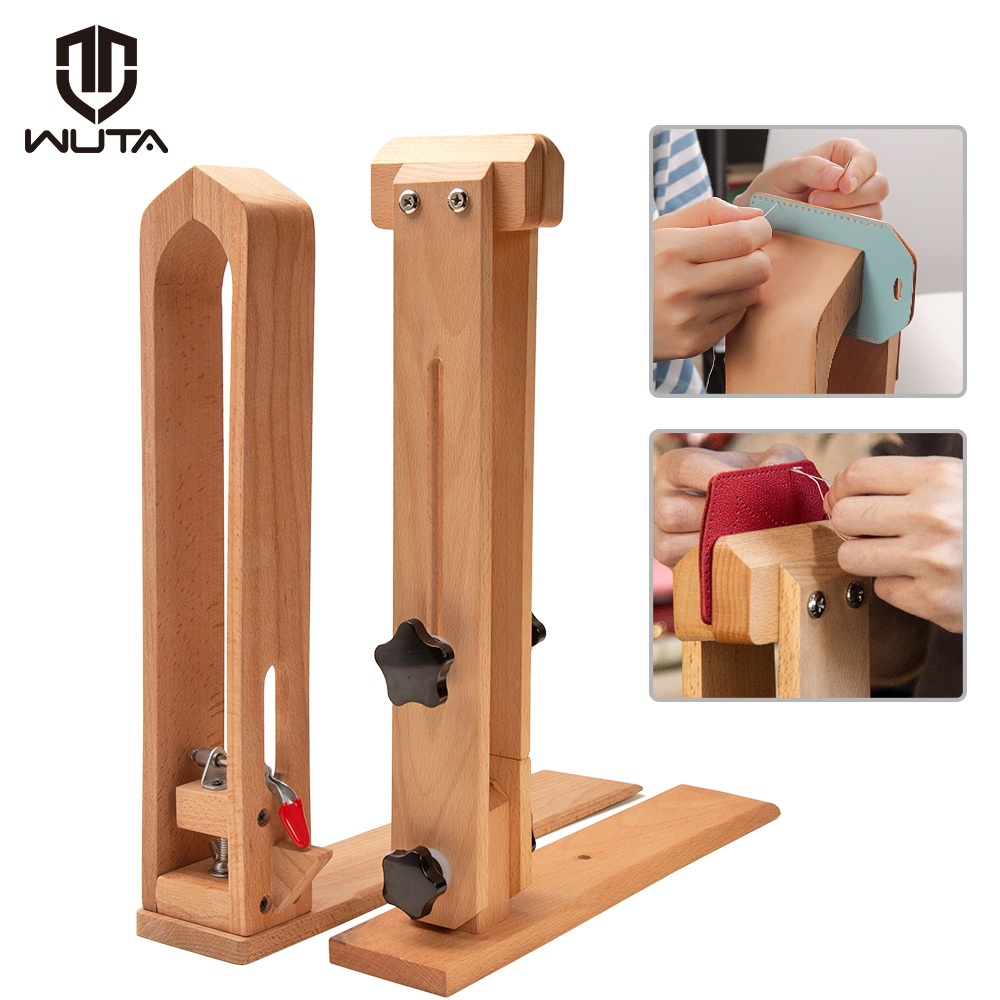 WUTA ที่หนีบไม้เย็บด้วยมือหนัง เย็บหนัง DIY เครื่องมือหนีบ ที่วางหนีบไม้บีชแบบตั้งโต๊ะ Leathercraft Clamp Tool