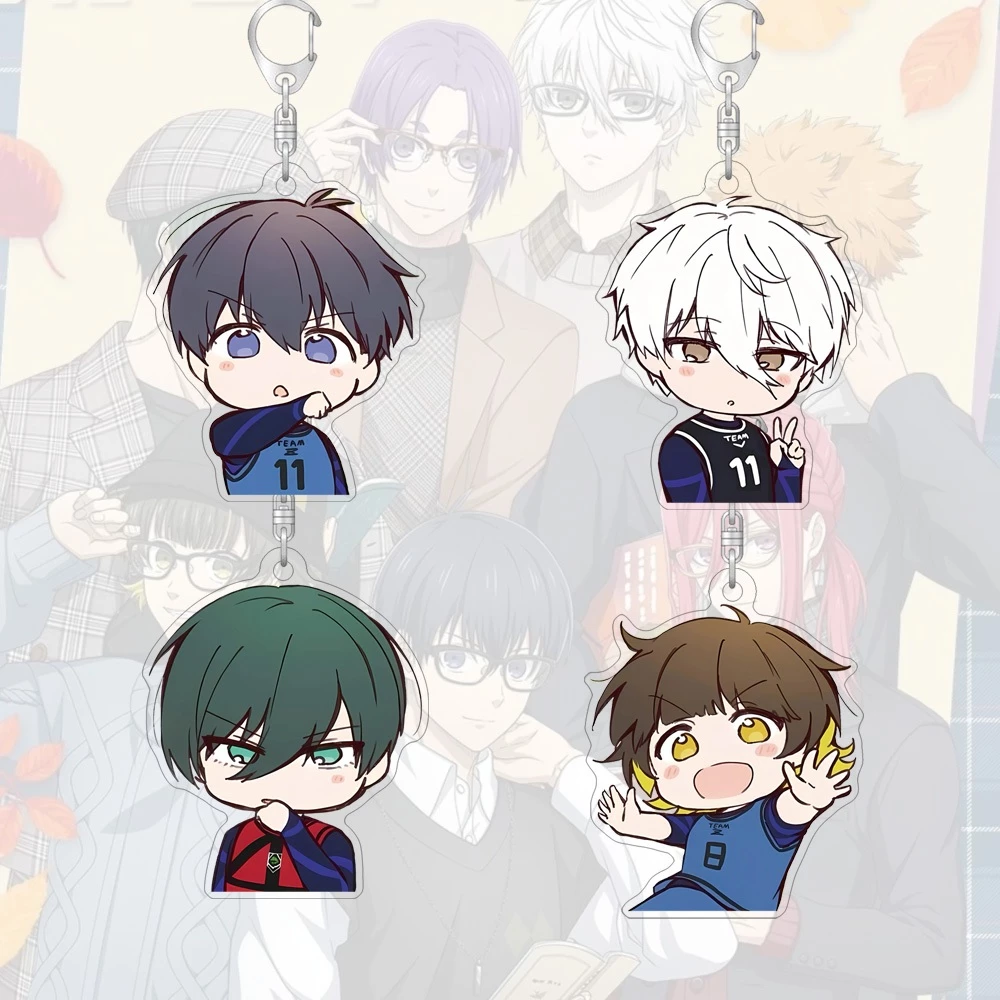 พวงกุญแจอะคริลิคสีฟ้าล็อคการ์ตูนน่ารักกระเป๋าตกแต่งของขวัญการ์ตูนน่ารักแหวนกุญแจ