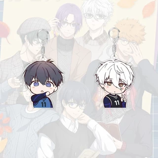 พวงกุญแจอะคริลิคสีฟ้าล็อคการ์ตูนน่ารักกระเป๋าตกแต่งของขวัญการ์ตูนน่ารักแหวนกุญแจ