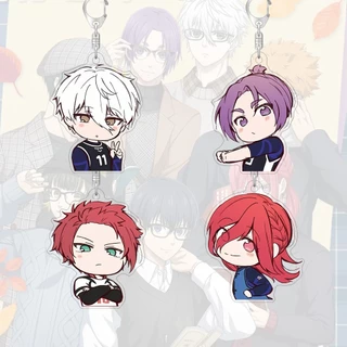 พวงกุญแจอะคริลิคสีฟ้าล็อคการ์ตูนน่ารักกระเป๋าตกแต่งของขวัญการ์ตูนน่ารักแหวนกุญแจ