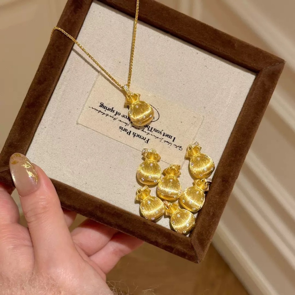 เกาหลีแฟชั่นเพชร blessed กระเป๋าสร้อยคอผู้หญิงสีทอง ins ของขวัญวันเกิดนักเรียน