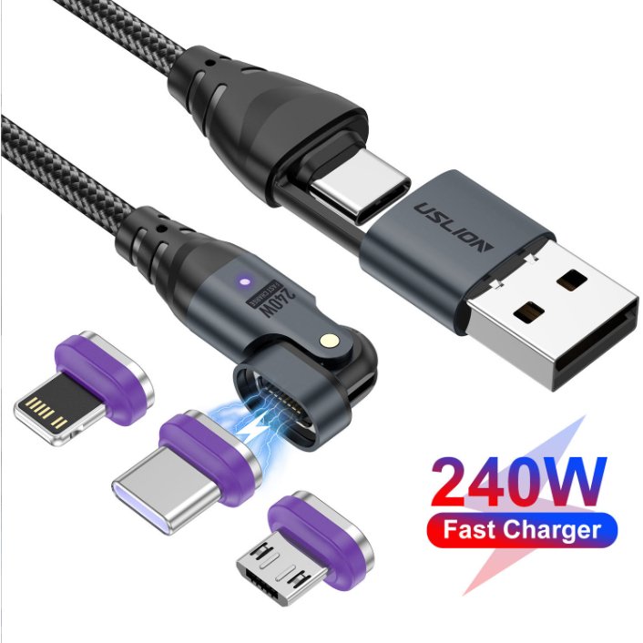 Magnetic PD3.1 240W Micro USB ถึง USB C Super Charger ประเภท C Charing สําหรับ Xiaomi Samsung S23 Huawei ข้อมูลสําหรับ iphone 15