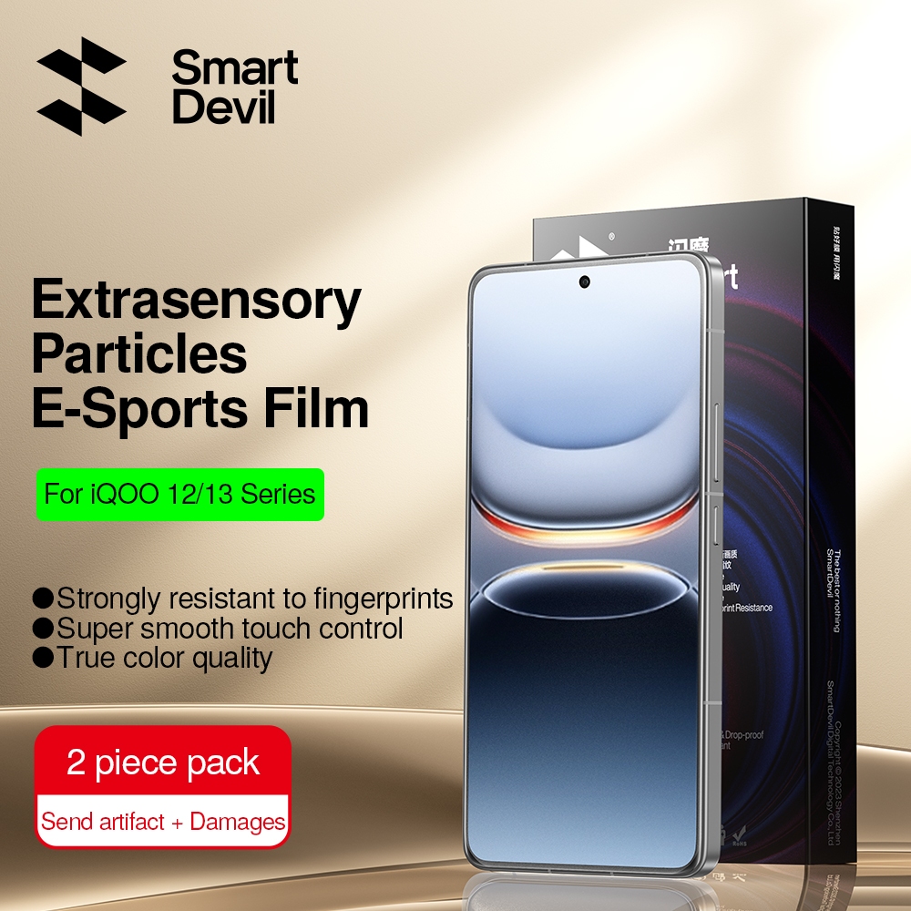 Smartdevil Matte กระจกนิรภัยสําหรับ vivo iQOO12/13 อัลตราโซนิกปลดล็อคฟิล์ม HD ป้องกันลายนิ้วมือแบบเต็มหน้าจอ Anti Drop