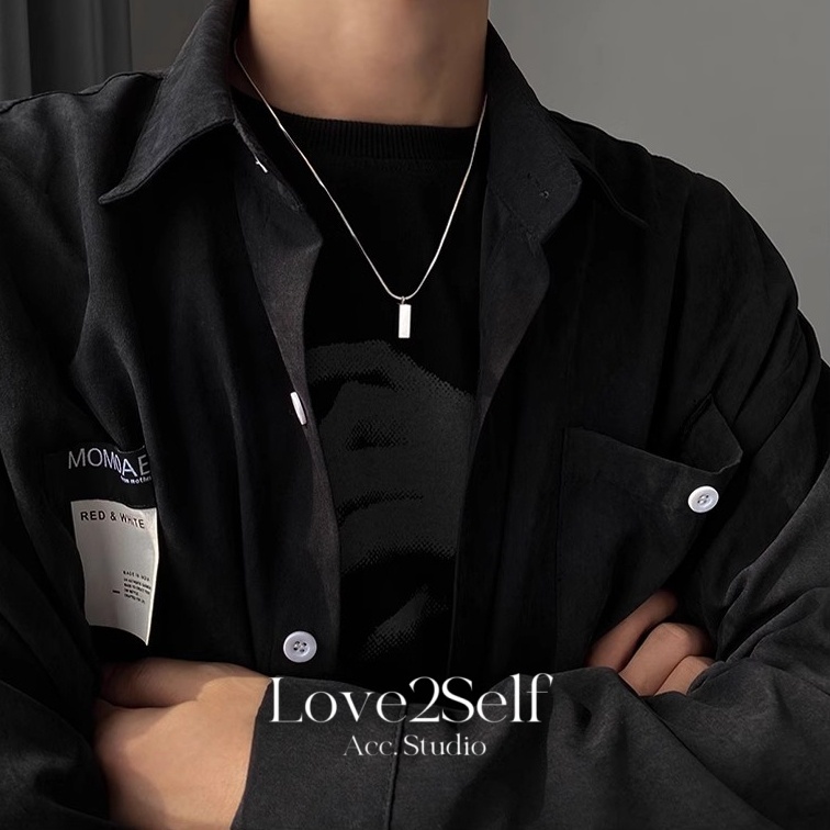 Love2Self X134 Non Tarnished สแตนเลส Unisex อิฐจี้สร้อยคอ Cool Punk ผู้ชายสร้อยคอ