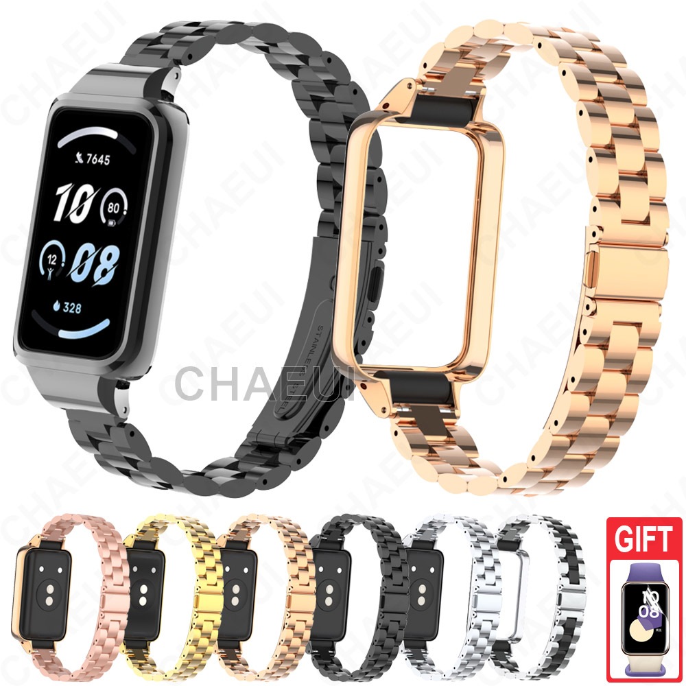 สายสแตนเลสพร้อมเคสอุปกรณ์เสริมสร้อยข้อมือโลหะสําหรับ Honor Band 9