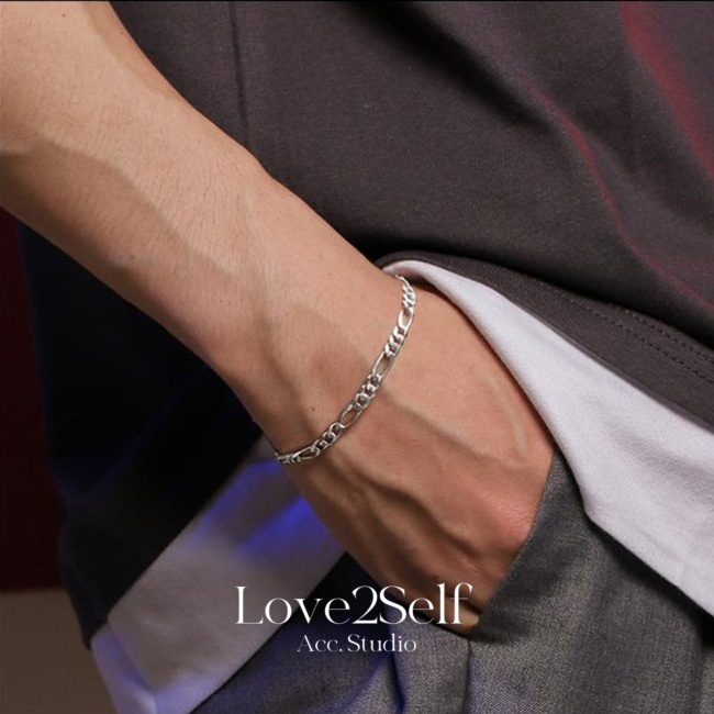 Love2Self S026 สแตนเลส 5nn ถังผู้ชาย Cuba สร้อยข้อมือ Unisex ไม่มี Tarnish Minimalist Punk Hip Hop คู่