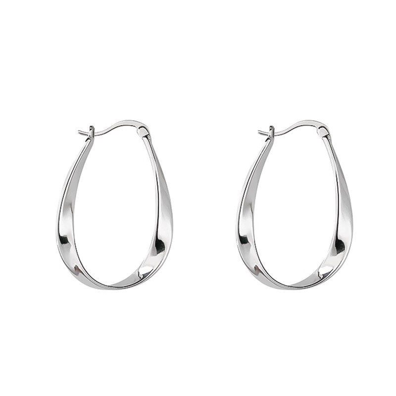 Love2Self E397 Hypoallergenic Silver Mobius Hoop ต่างหูสําหรับผู้หญิง Minimalist ต่างหูเกาหลี - รูปที่ 6