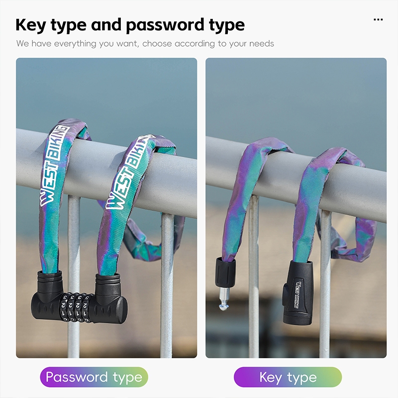 WEST BIKING จักรยานสะท้อนแสงล็อค กุญแจล็อคป้องกันการโจรกรรม แผนที่จักรยานเสือภูเขาล็อคแบตเตอรี่ล็อคจักรยานขี่จักรยานล็อคจักรยาน - รูปที่ 4