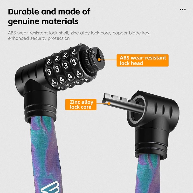 WEST BIKING จักรยานสะท้อนแสงล็อค กุญแจล็อคป้องกันการโจรกรรม แผนที่จักรยานเสือภูเขาล็อคแบตเตอรี่ล็อคจักรยานขี่จักรยานล็อคจักรยาน - รูปที่ 5