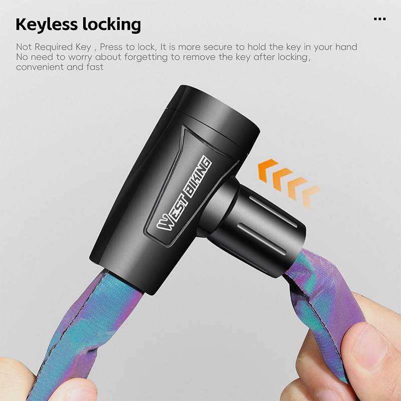 WEST BIKING จักรยานสะท้อนแสงล็อค กุญแจล็อคป้องกันการโจรกรรม แผนที่จักรยานเสือภูเขาล็อคแบตเตอรี่ล็อคจักรยานขี่จักรยานล็อคจักรยาน - รูปที่ 3