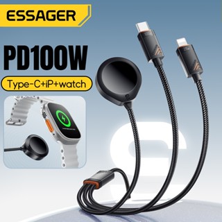Essager 3 in 1 ที่ชาร์จนาฬิกาโทรศัพท์ + USB L + Type-C Charg…