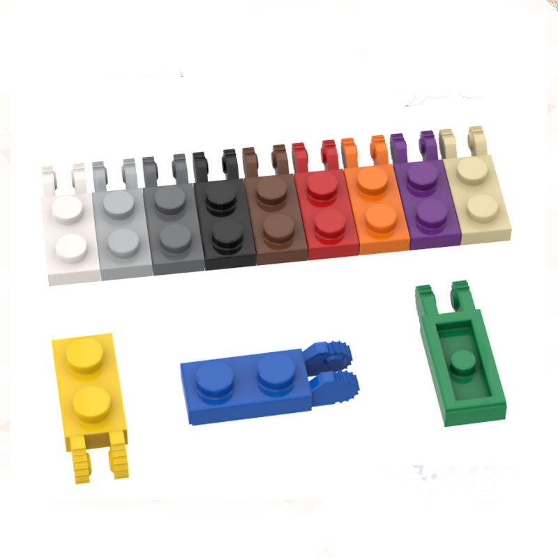 10pcs MOC อะไหล่ 44302 บานพับแผ่น 1 x 2 ล็อค 2 นิ้วบน End อิฐที่เข้ากันได้ DIY Building Blocks อนุภาคของเล่นเด็กของขวัญ