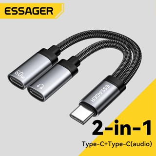 Essager 2 in 1 Type-C ถึง 3.5 มม./Type-C ตัวแปลงเสียง + สายช…
