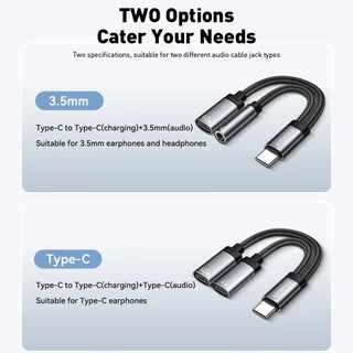 Essager 2 in 1 Type-C ถึง 3.5 มม./Type-C ตัวแปลงเสียง + สายชาร์จ