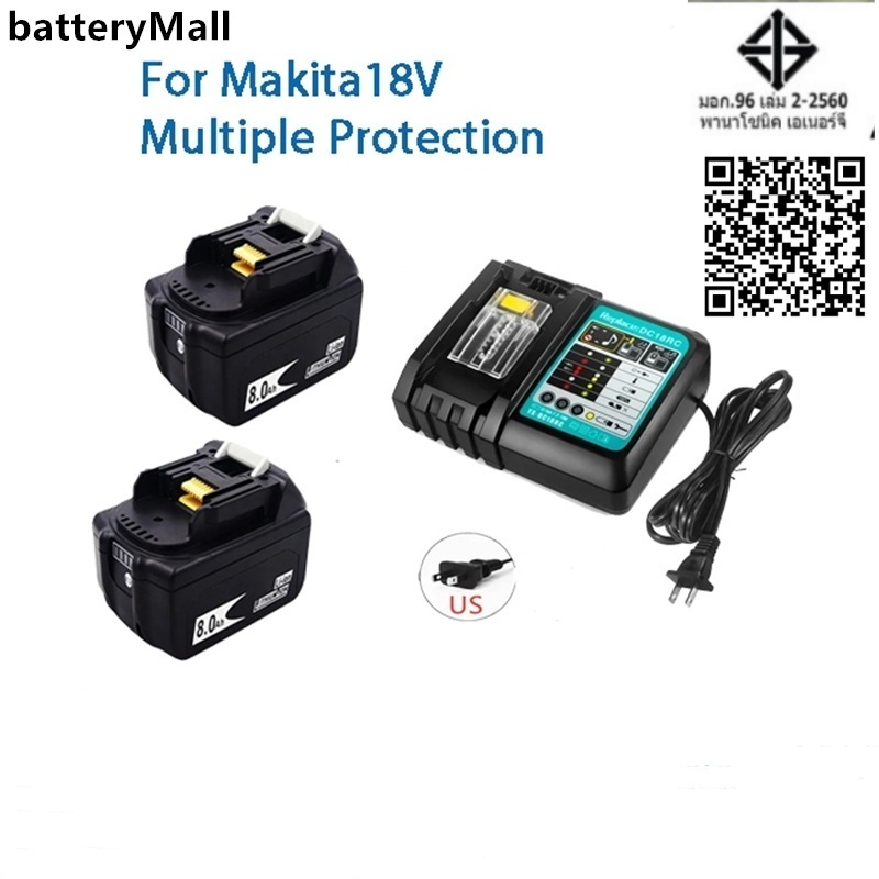 ใหม่แบตเตอรี่ Makita 18V 6.0Ah เครื่องมือแบตเตอรี่ Li-ion สําหรับผลิตภัณฑ์ Makita ทั้งหมด BL1840 BL1850