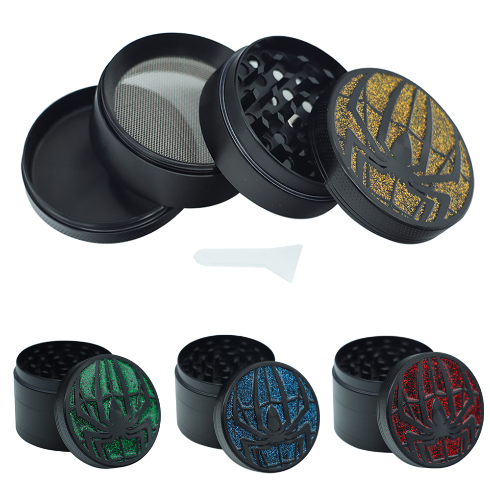 แมงมุม 50 มม. รูปร่าง herb grinder 4 ชั้นวัสดุโลหะบดแบบพกพาเครื่องมือครัวขนาดเล็กของขวัญวันหยุด