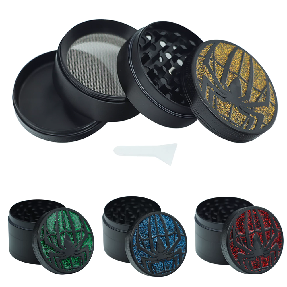 แมงมุม 50 มม. รูปร่าง herb grinder 4 ชั้นวัสดุโลหะบดแบบพกพาเครื่องมือครัวขนาดเล็กของขวัญวันหยุด