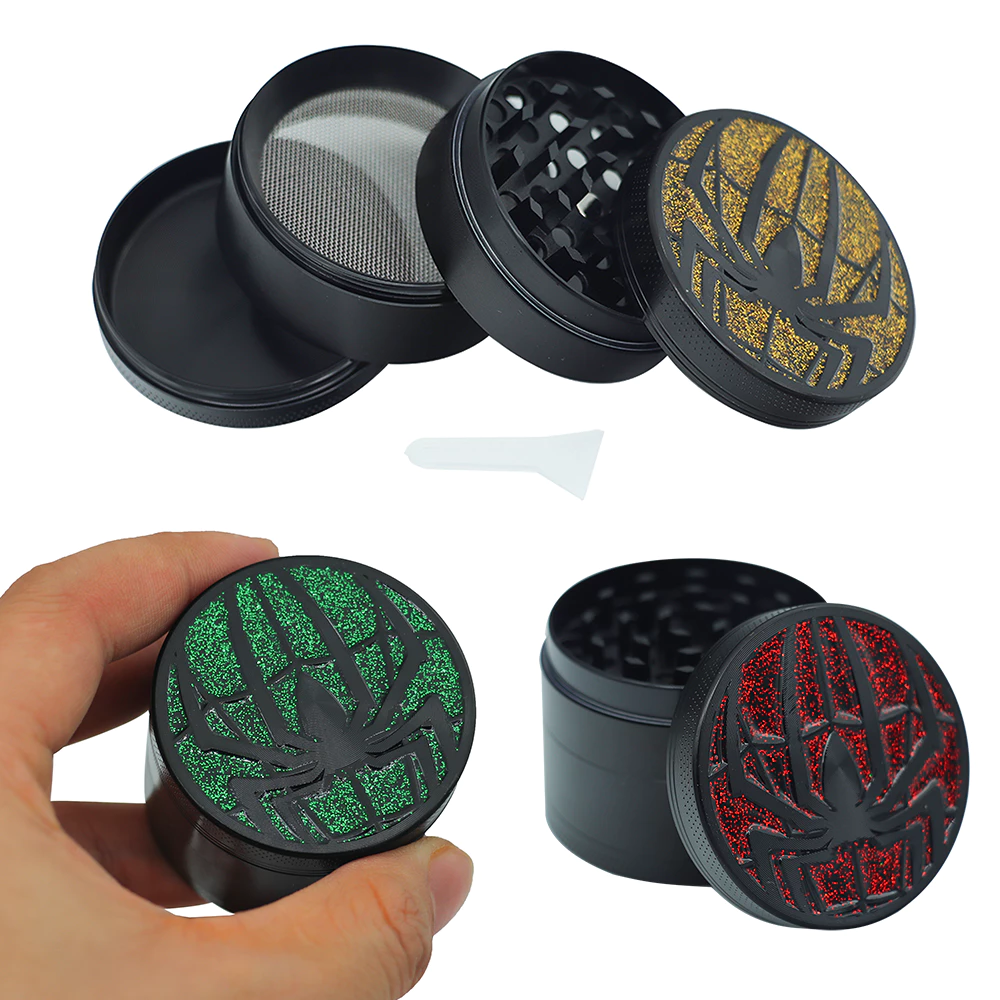 แมงมุม 50 มม. รูปร่าง herb grinder 4 ชั้นวัสดุโลหะบดแบบพกพาเครื่องมือครัวขนาดเล็กของขวัญวันหยุด thumbnail 3